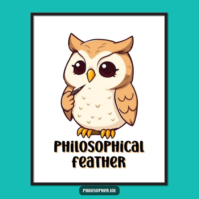Funny Owl Thinker Digital Art: Instant Wisdom for Your Walls, A Clever Funny Gift!