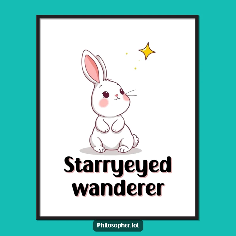 Funny Rabbit Star Dream Digital Art: Whimsical and Funny Decor