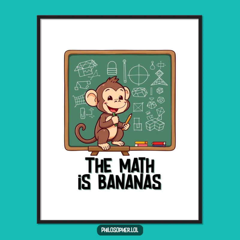 Funny Monkey Genius Digital Art - Smart Ape Wall Decor, Perfect Gift!