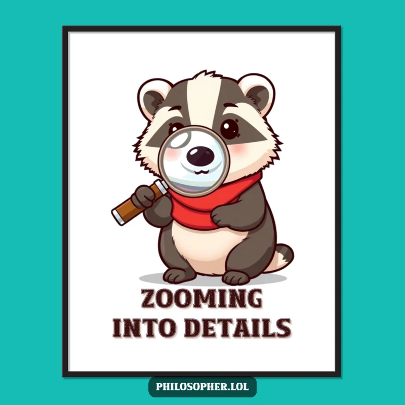 Funny Intellectual Badger Digital Print - Humorous Wall Art Download, Gift Idea