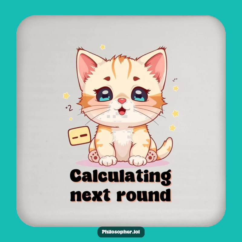 Funny Kitten Math Equation Coaster: Protect Surfaces with Cosmic Charm