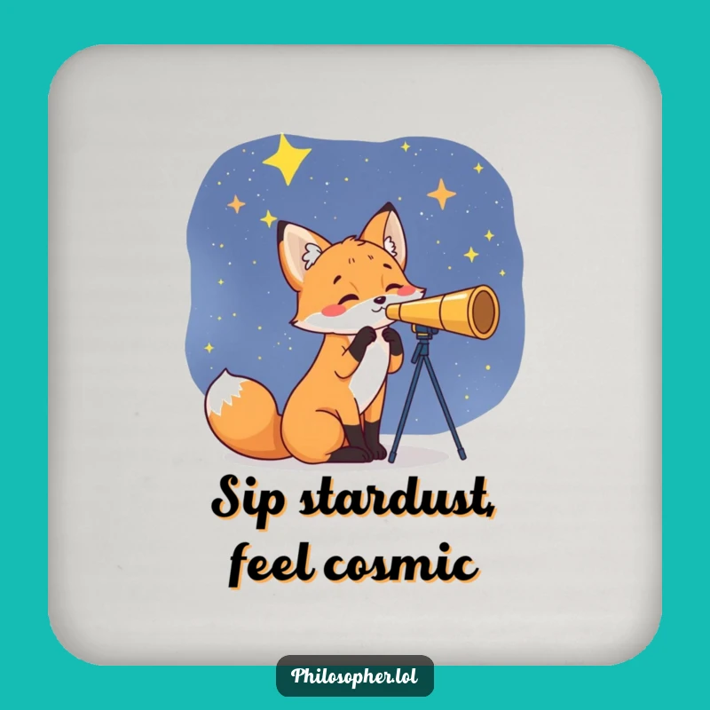 Funny Fox Star Gazer Coasters: Protect Surfaces with Cosmic Charm, A Quirky Gift!