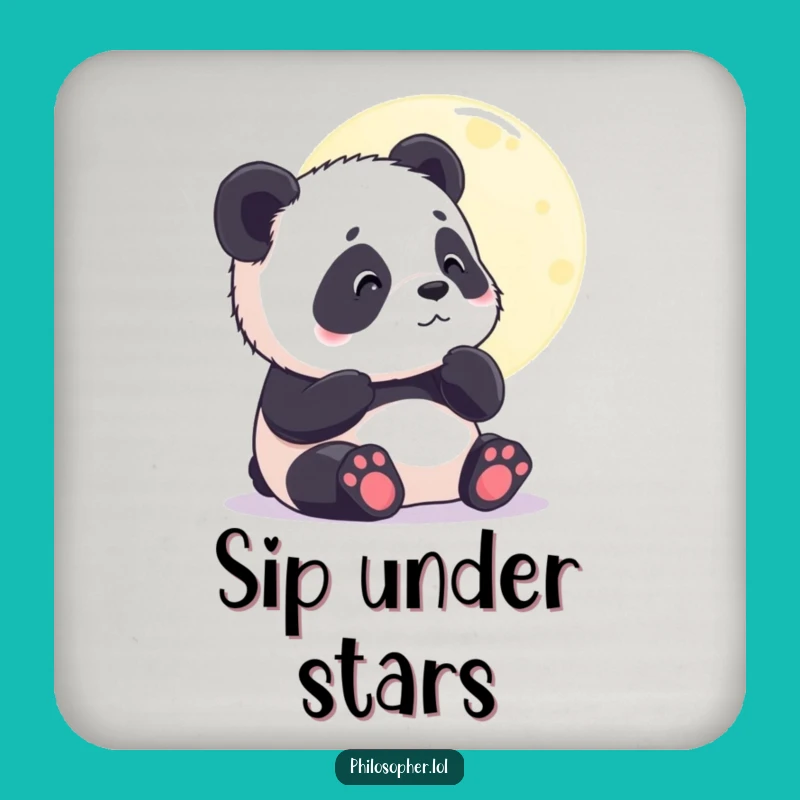 Funny Panda Moon Coaster - Protect Surfaces with Peaceful Vibes