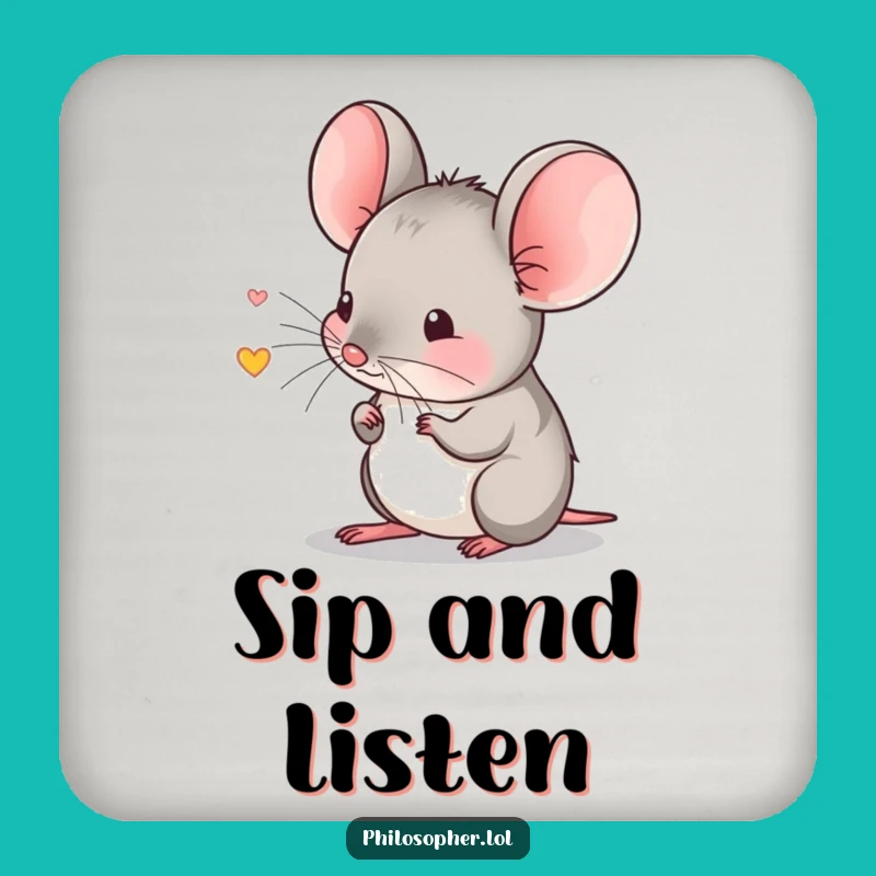 Funny Shy Mouse Echo Drink Coaster: Protect Surfaces with Quiet Charm