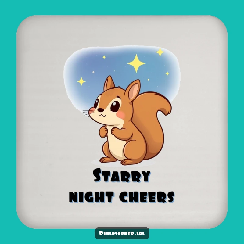 Funny Determined Squirrel Coaster: Starry Sky Drink Protector