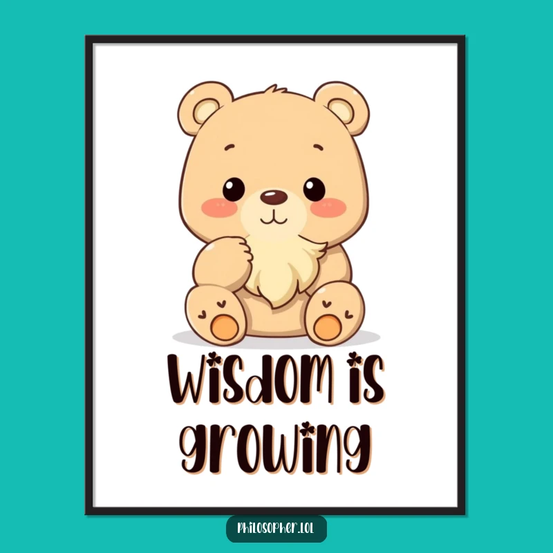 Funny Bear Stroking Beard Poster: Wise Wall Art for Thoughtful Spaces