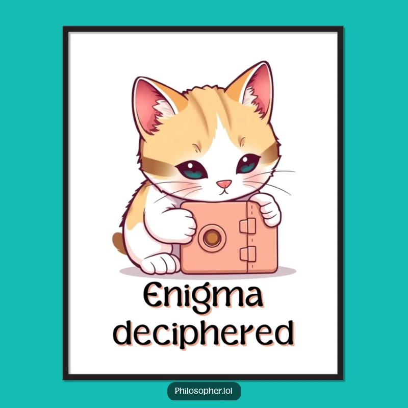 Funny Cat Poster: Tiny Box Intrigue, Curious Wall Art