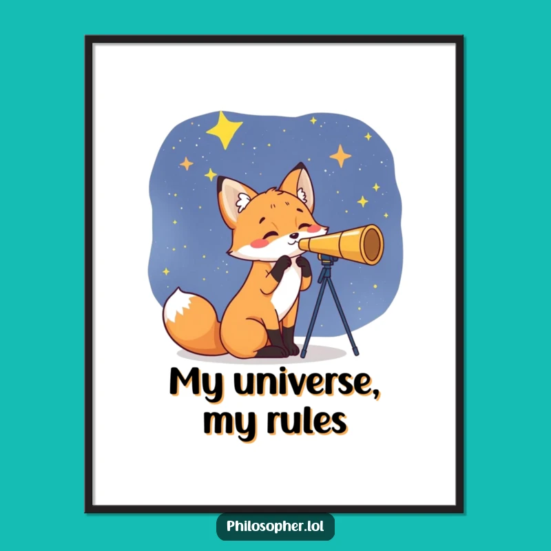 Funny Fox Star Gazer Poster: Decorate Your Space with Cosmic Humor, A Whimsical Gift!