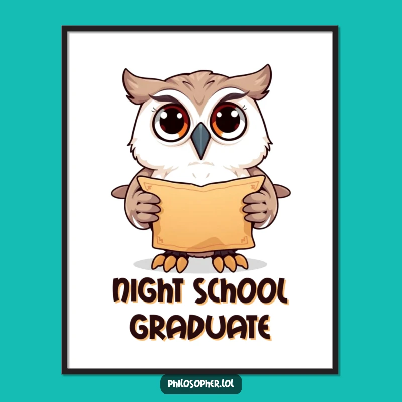 Funny Owl Ancient Scroll Poster: Mysterious Wall Art for Curious Spaces