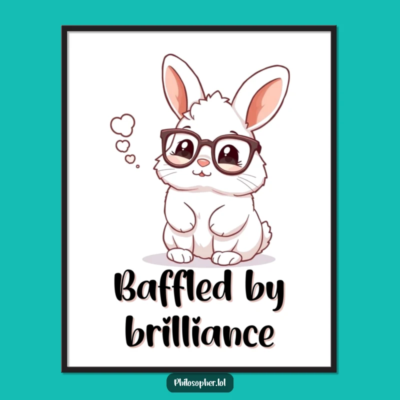Funny Rabbit Reading Glasses Poster: Intellectual Wall Art for Smart Spaces