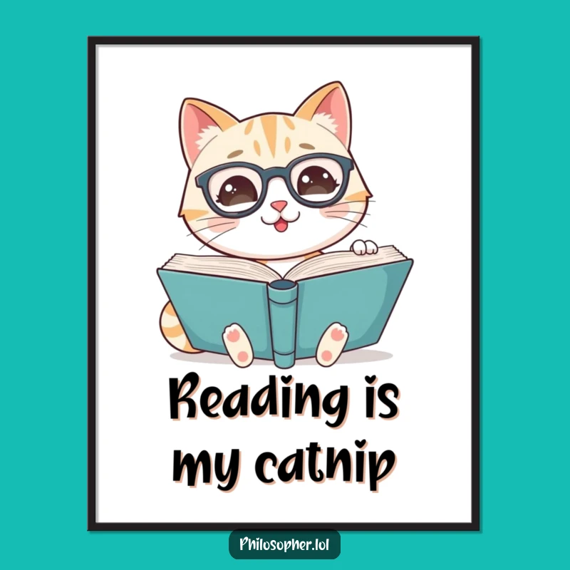 Funny Cat Scholar Poster - Wise Feline Art, Perfect Gift!