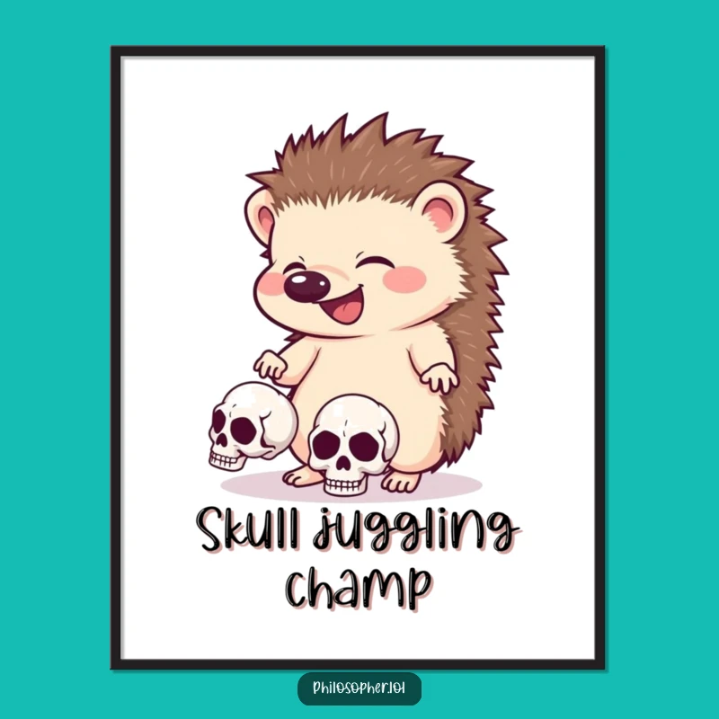 Funny Hedgehog Skull Poster: Quirky & Macabre Wall Art Gift
