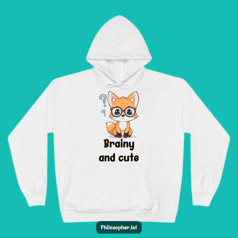 Funny Spectacled Fox Hoodie: Curious Cub Pondering, Cozy Intellectual Gift