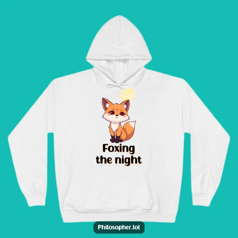 Funny Contemplating Fox Moon Hoodie: Cozy Up with Nighttime Thoughts