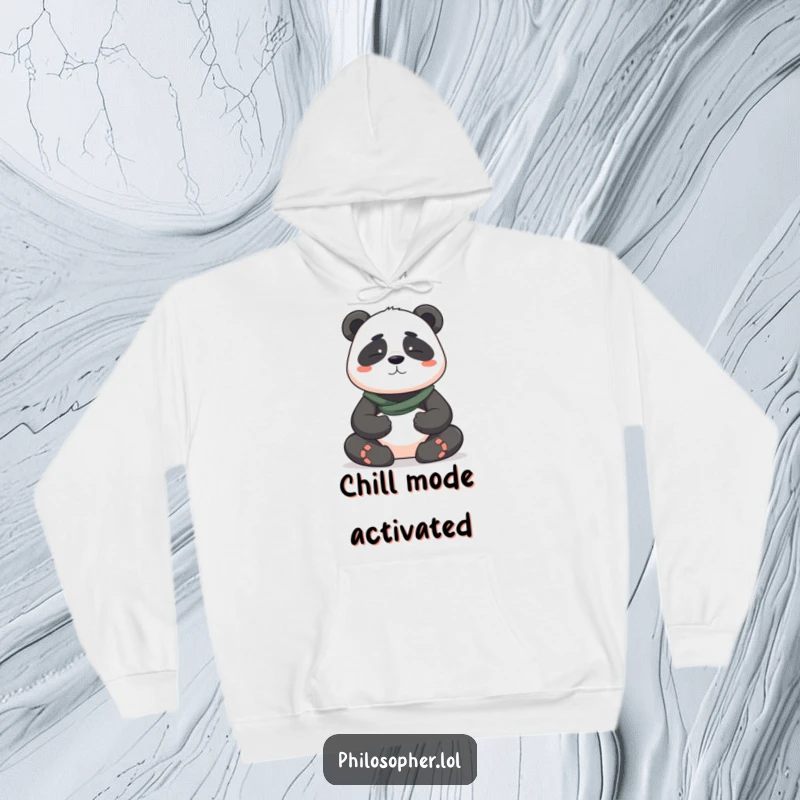 Funny hoodie with a brave panda in a serene meditation pose, offering warmth and a humorous sense of tranquility.