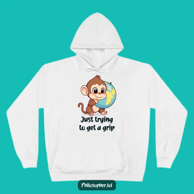 Cozy Funny Monkey Globe Hoodie: Warm & Hilarious Gift for Thinkers