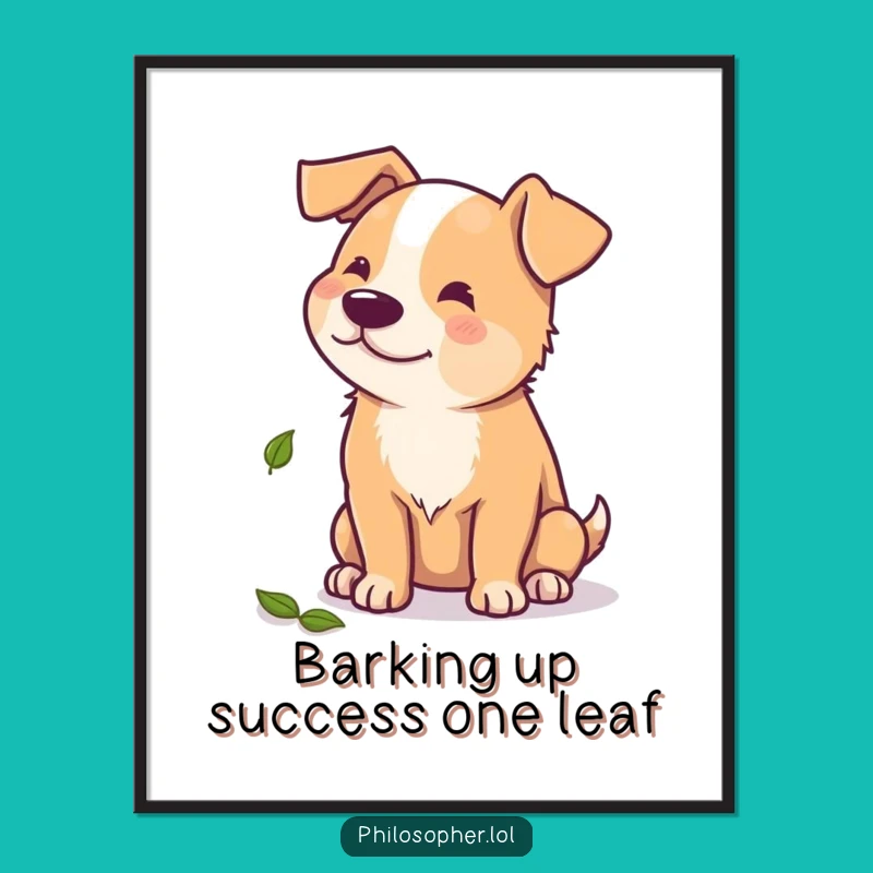 Free Printable Wall Art: Funny Dog Contemplating Leaf Downloadable Home Decor
