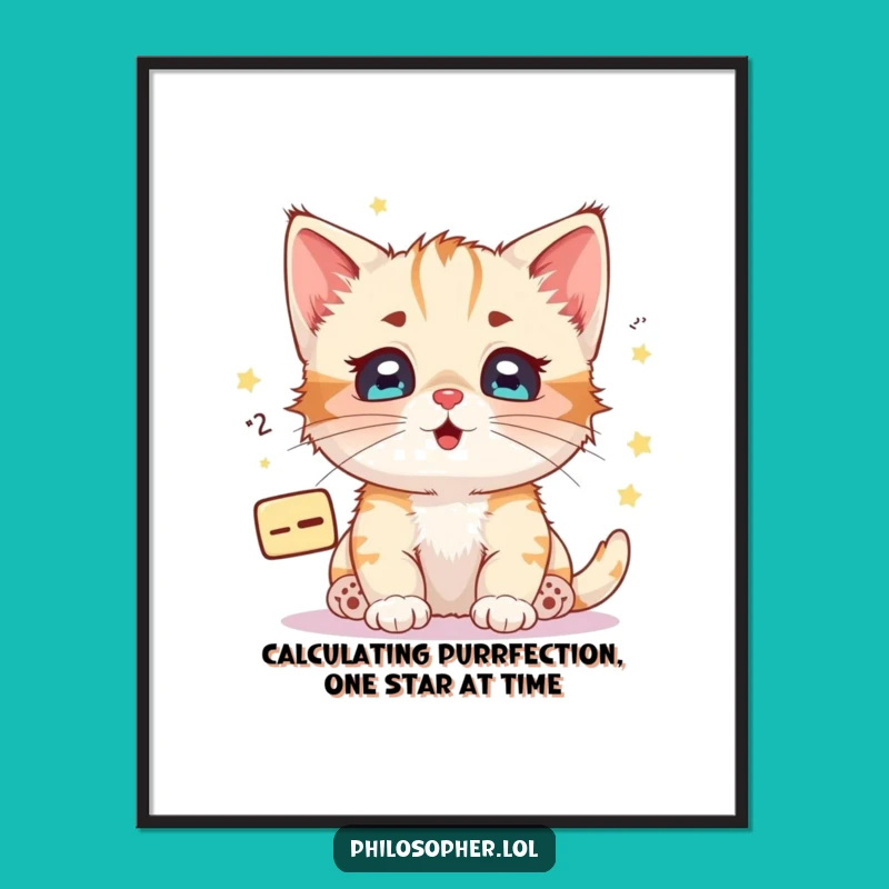 Free Printable Kitten Math Wall Art: Funny Starry Eyes Downloadable Art Gift!