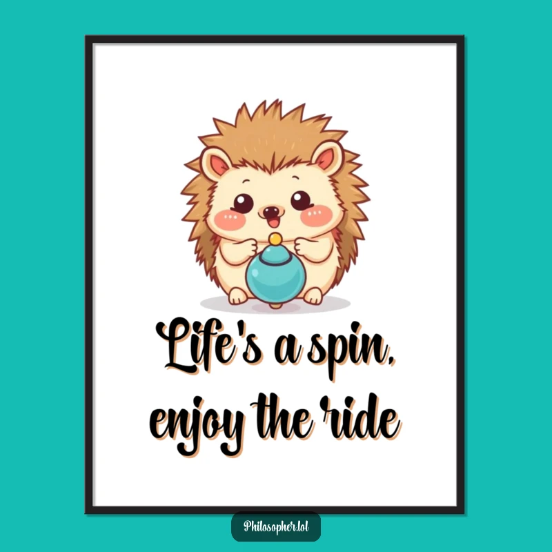 Free Printable Hedgehog Wall Art: Funny Spinning Top Design Downloadable Art