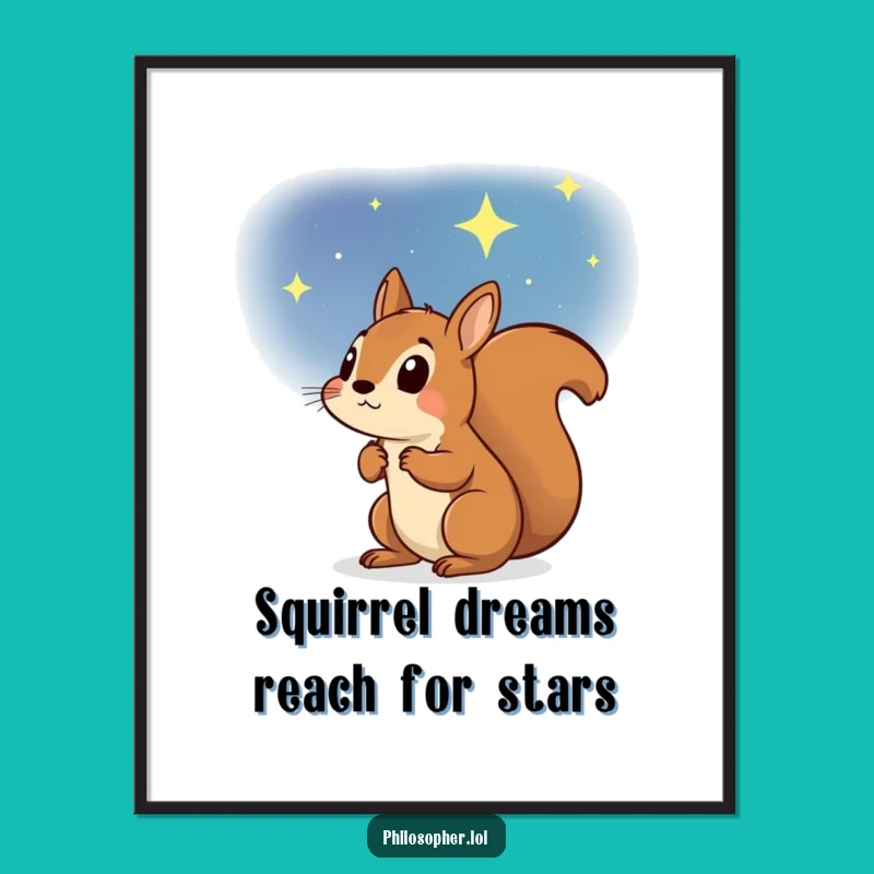 Free Printable Wall Art: Determined Squirrel Star Gazer - Funny Downloadable Art
