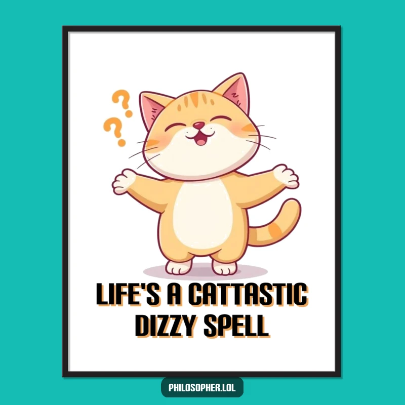 Free Printable Wall Art: Giggling Cat Spinning Downloadable Quirky Decor