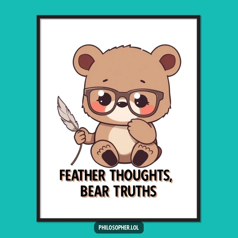 Free Printable Wall Art: Pensive Bear Cub Contemplation - Funny Downloadable Decor
