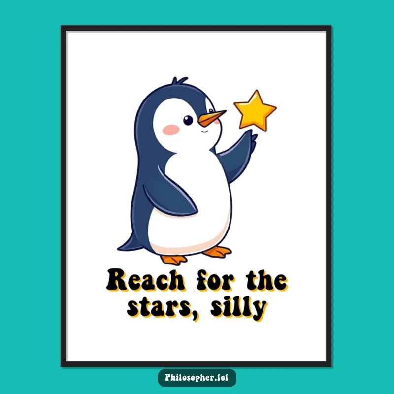Free Printable Wise Penguin Star Pointing Wall Art - Downloadable DIY Decor
