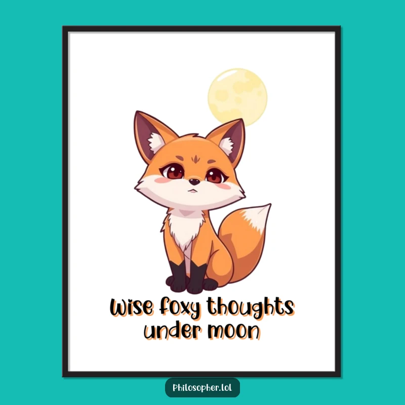 Funny Free Printable Wall Art: Contemplative Fox, Moody Downloadable Decor