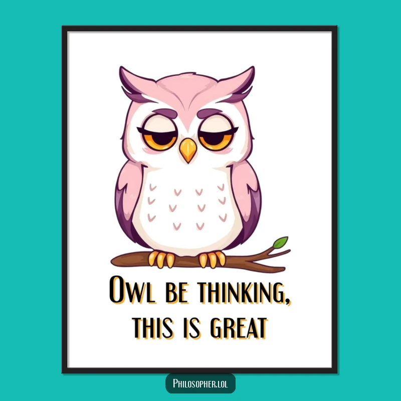 Free Printable Wall Art: Contemplative Owl Funny Thinking Downloadable Art