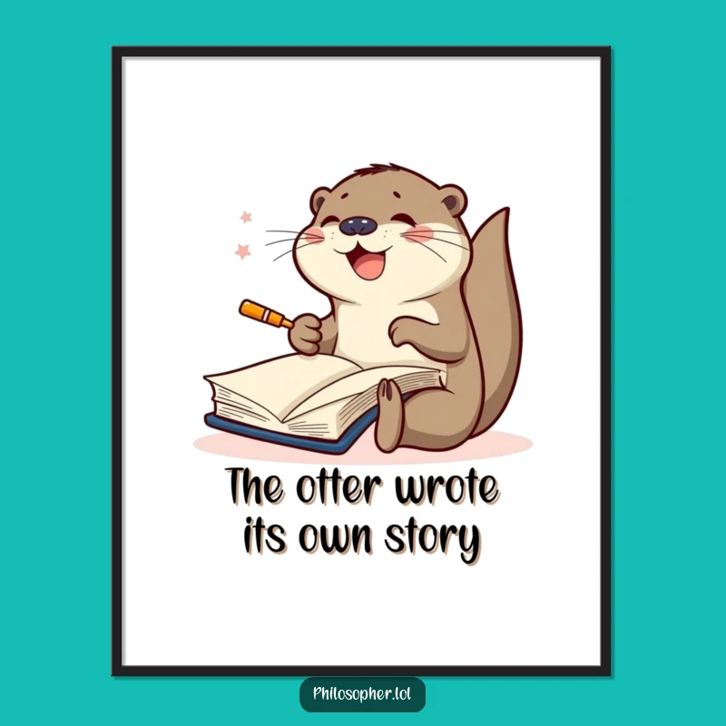 Free Printable Wall Art: Joyful Otter Scribbling - Funny Downloadable Art