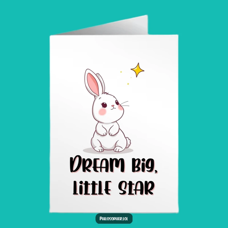 Free Printable Birthday Card: Dreamy Rabbit Star Wish Funny Downloadable Gift