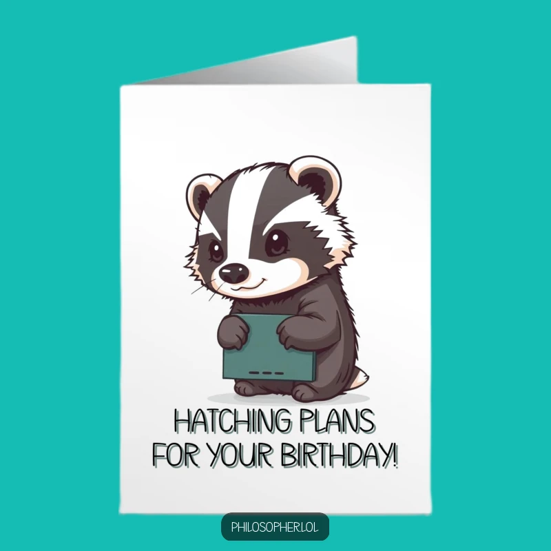 Free Printable Birthday Card: Determined Badger Art Downloadable Gift for Artists