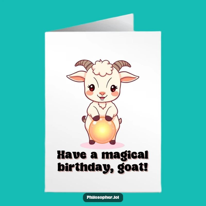 Free Printable Birthday Card: Magical Goat Balance, Funny Downloadable Gift for a Special Day