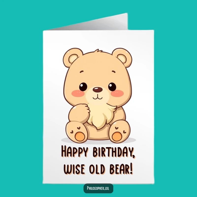 Free Printable Funny Birthday Card: Thinking Bear Beard! Downloadable Gift