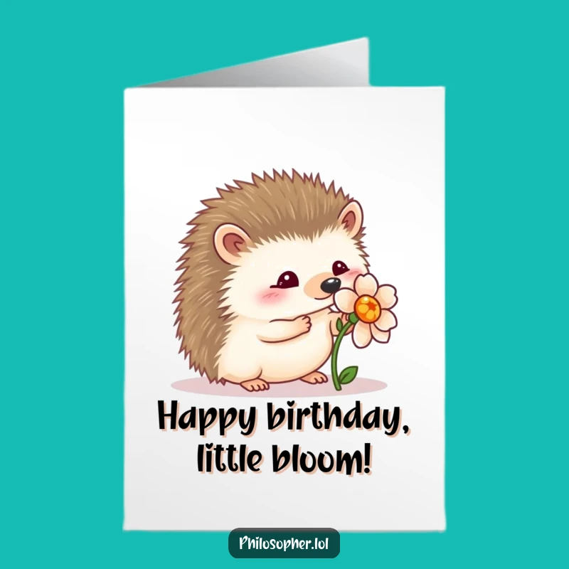 Free Printable Hedgehog Birthday Card: Sweet Flower Moment Downloadable Greeting