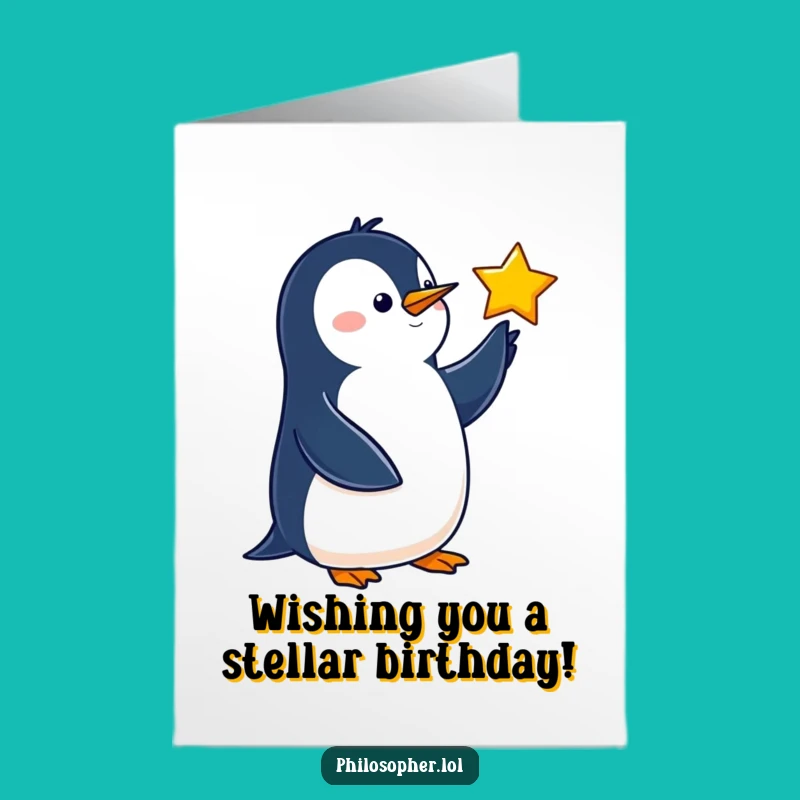 Free Printable Wise Penguin Birthday Card - Downloadable DIY Gift
