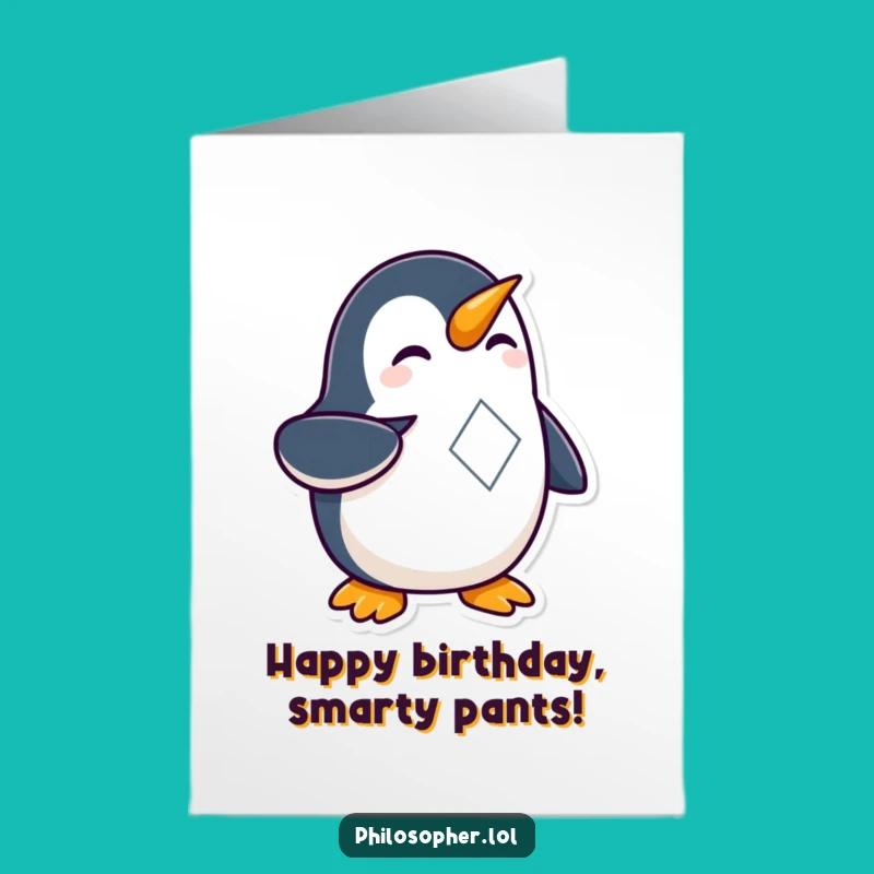 Free Printable Birthday Card: Curious Penguin, Funny Downloadable Gift!