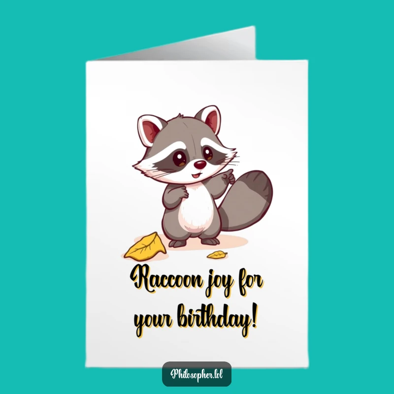 Free Printable Raccoon Leaf Birthday Card: Whimsical Downloadable Greeting for Curious Souls