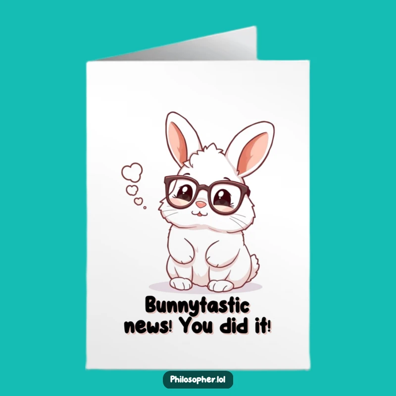Free Printable Congrats Card: Pondering Rabbit Achievement! Downloadable Gift