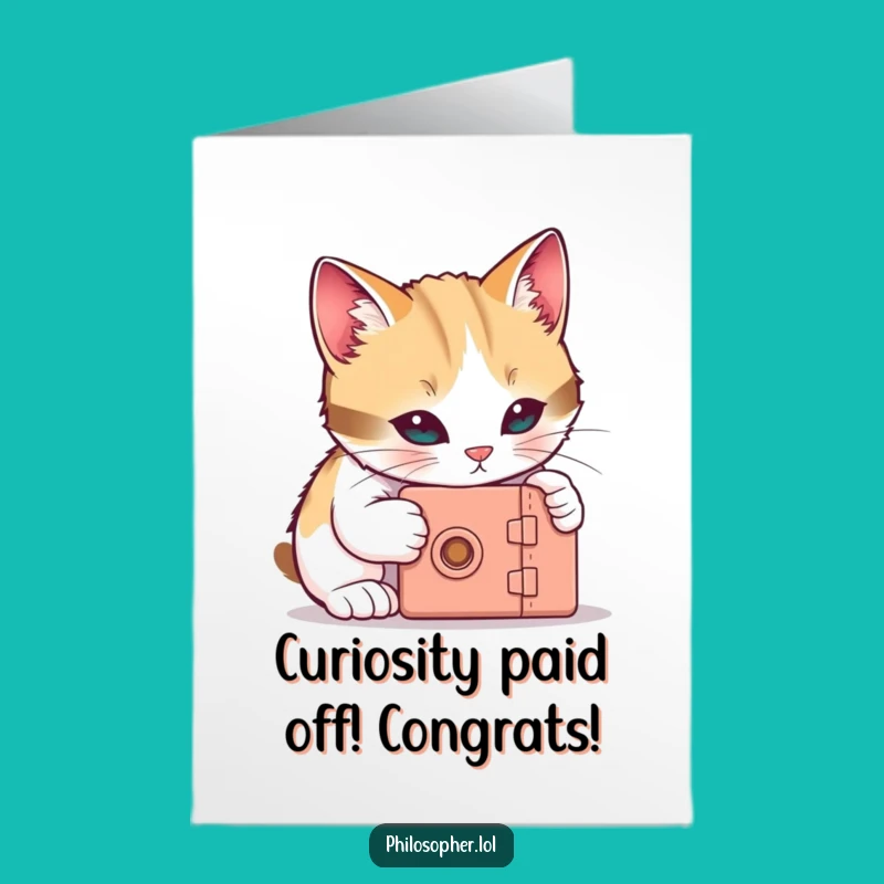 Free Printable Cat Congrats Card - Funny Downloadable Gift for Unlocking Success