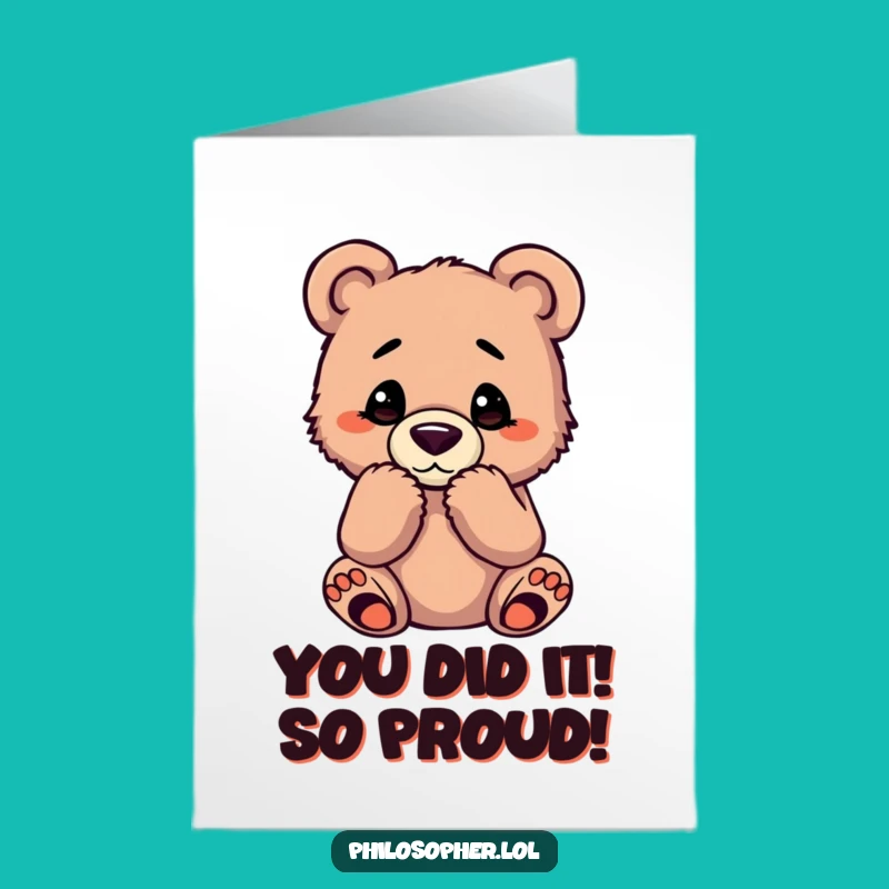 Free Printable Congrats Bear Cub Wondering Card - Downloadable DIY Gift