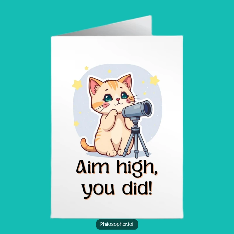 Free Printable Congrats Card: Cat's Celestial Achievement - Downloadable Gift