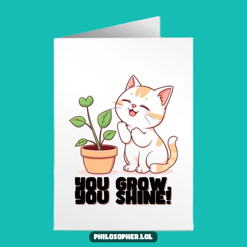 Free Printable Congrats Card: Cat's Secret Plant Advice Funny Downloadable Gift
