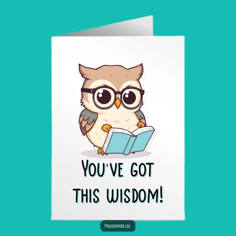 Free Printable Congrats Card: Wise Owl's Pondering Book, Intellectual Downloadable Gift