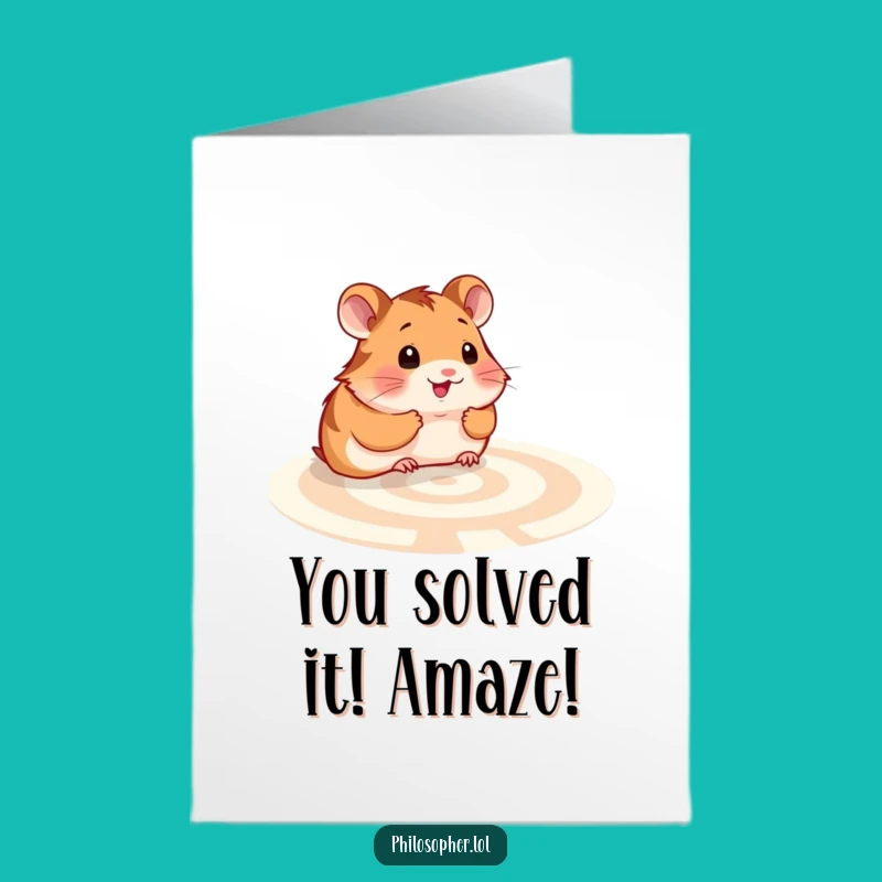 Free Printable Hamster Congrats Card: Funny Labyrinth Solver Downloadable Greeting
