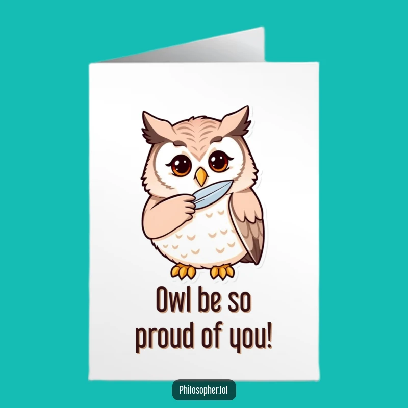 Free Printable Congrats Card: Owl Contemplation Funny Downloadable Gift