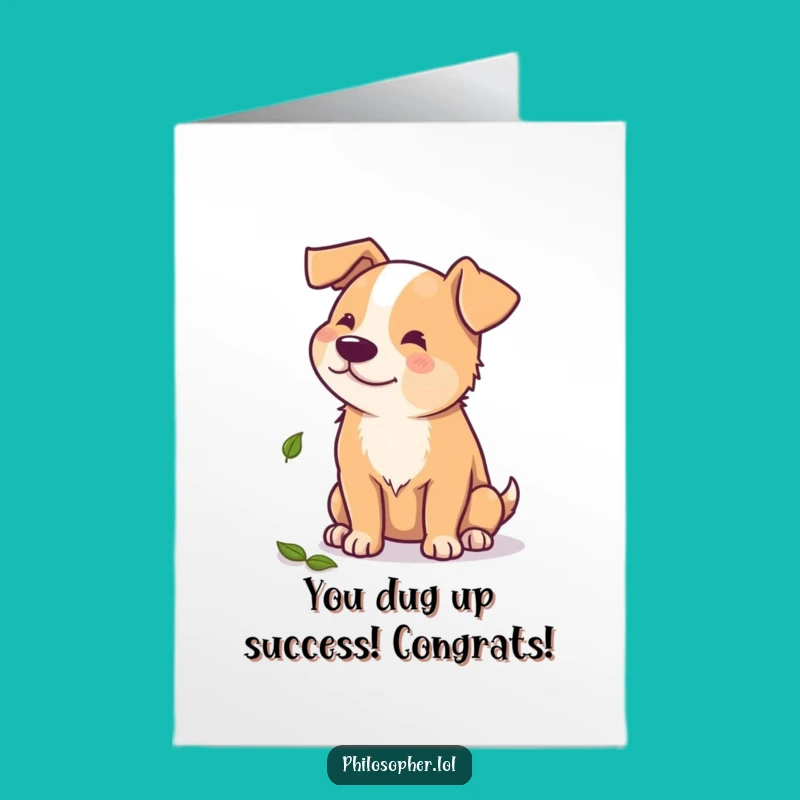 Free Printable Congrats Card: Funny Dog Leaf Art Downloadable Celebration Gift