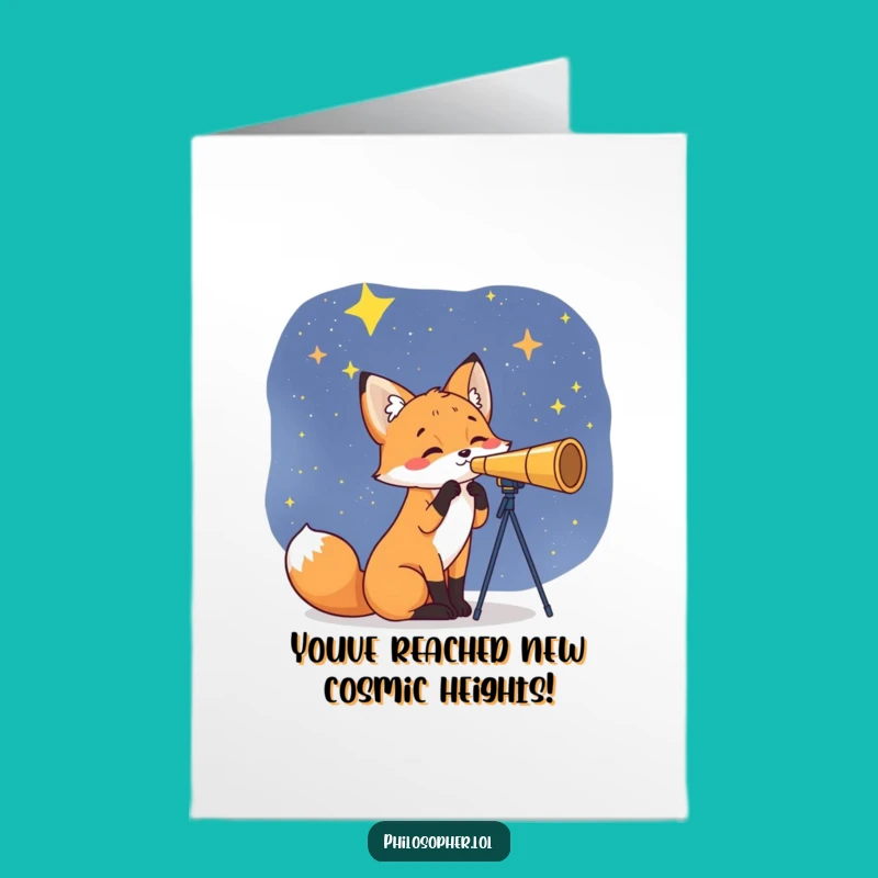 Free Printable Congrats Card: Star Gazing Fox Achiever, Downloadable & Funny
