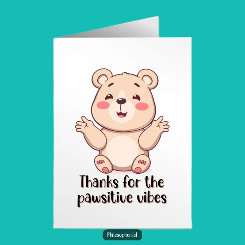 Free Printable Bear Thank You Card: Funny Explanation Gestures Downloadable Gift