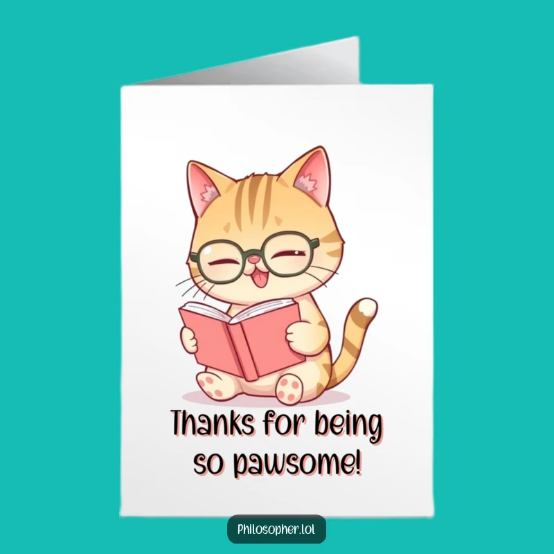 Free Printable Giggling Cat Thank You Card: Funny Book Lover Downloadable Gift!